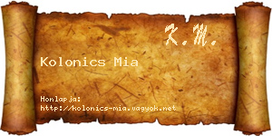 Kolonics Mia névjegykártya
